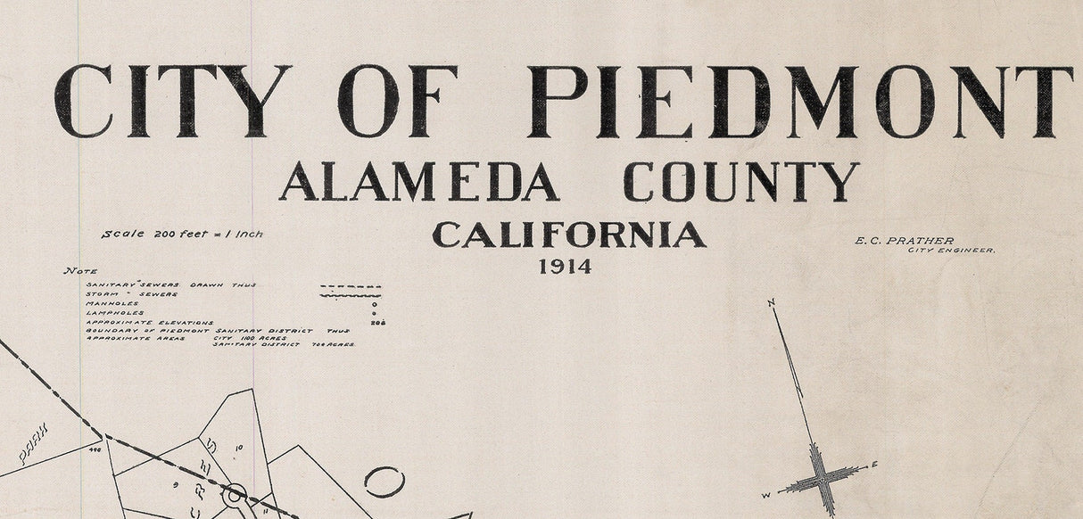 1914 Map of Piedmont Alameda County California