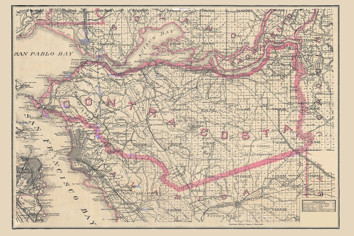 1914 Map of Contra Costa County California