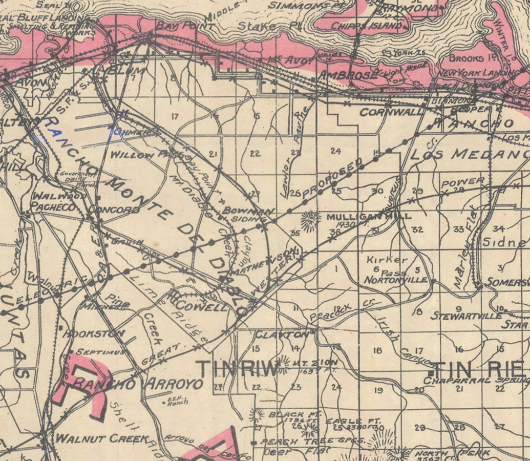 1914 Map of Contra Costa County California