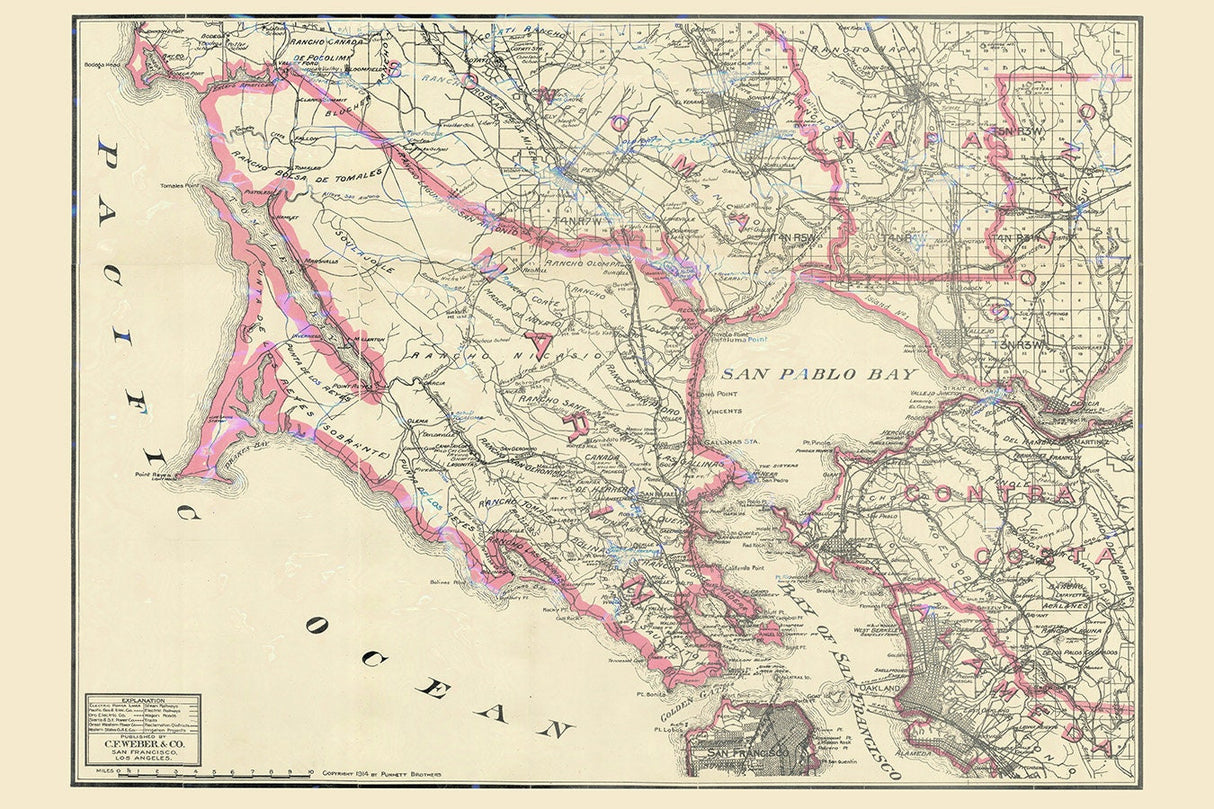 1914 Map of Marin County California