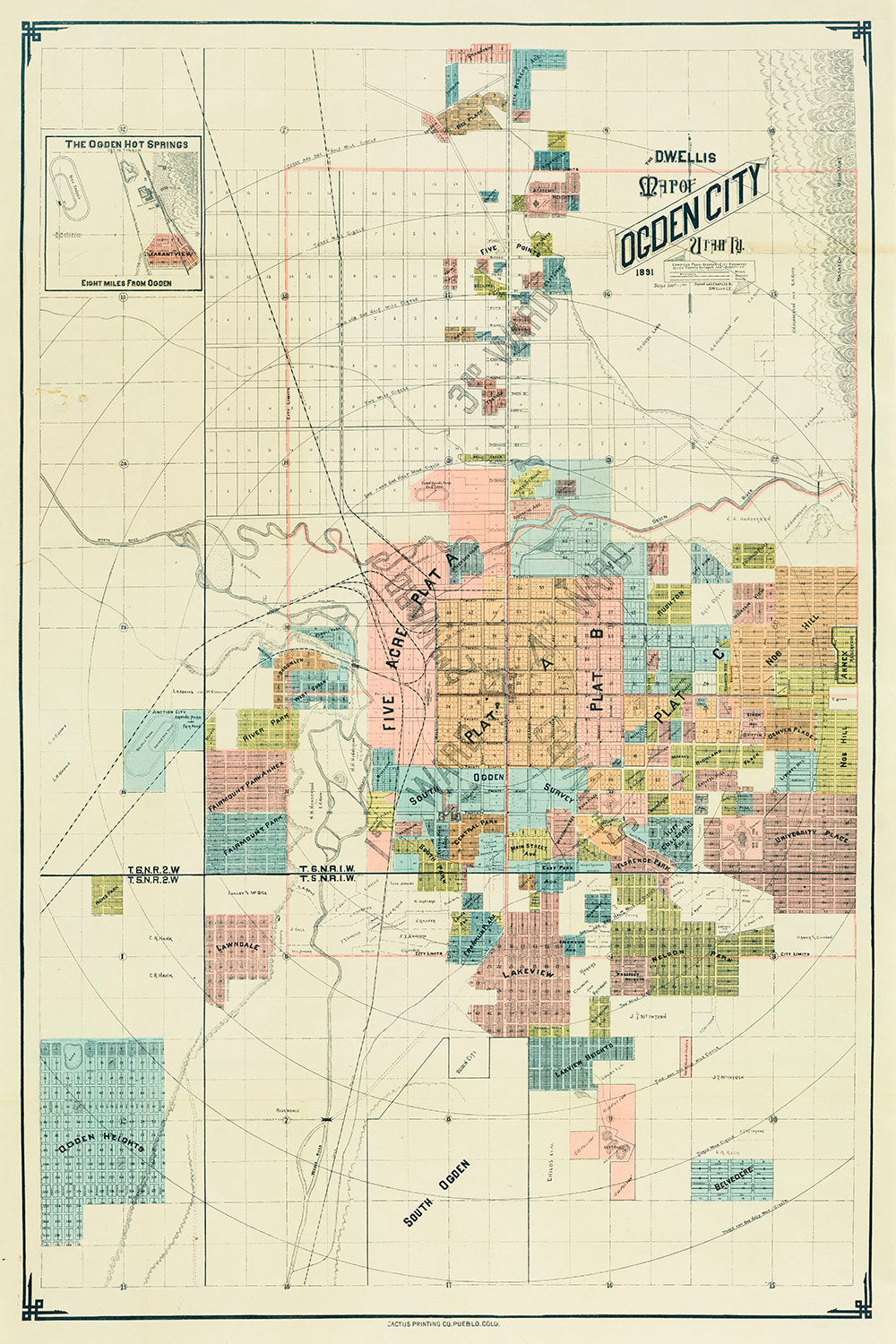 1891 Map of Ogden City Utah