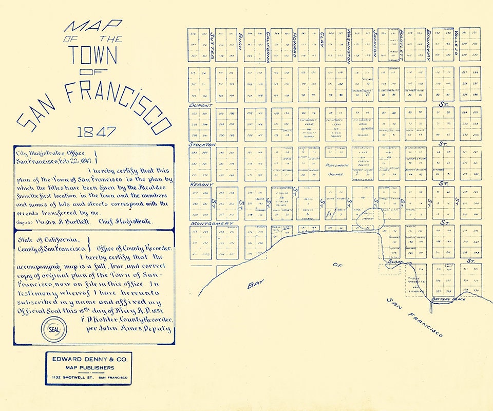1847 Map of the Town of San Francisco California