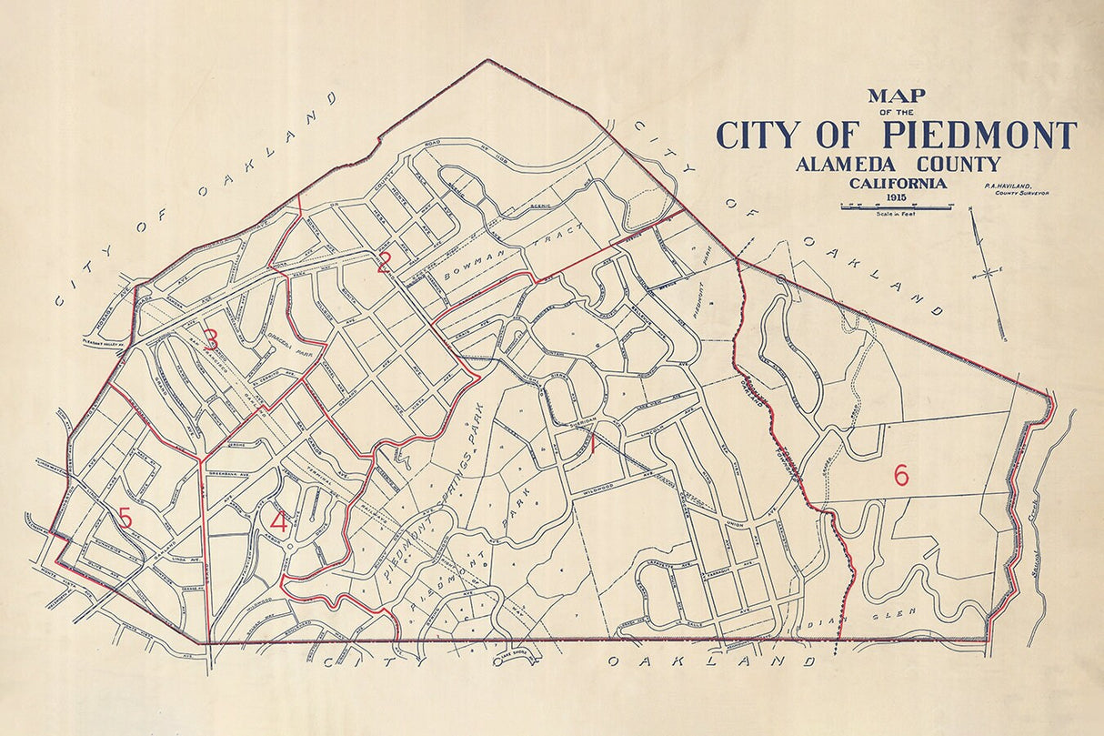1915 Map of Piedmont Alameda County California