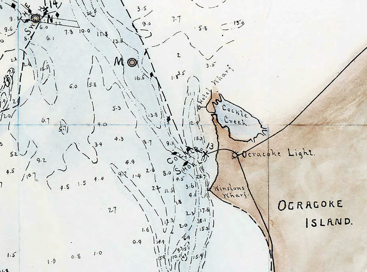 1893 Nautical Map of Ocracoke Inlet North Carolina