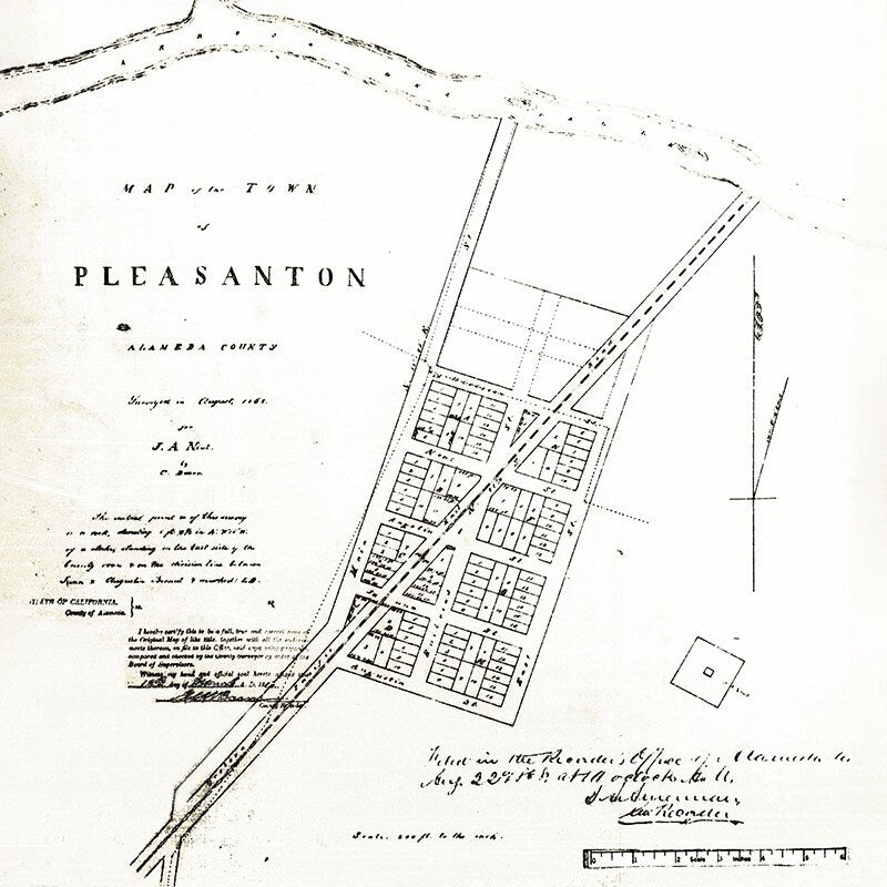 1868 Map of Pleasanton Alameda County California