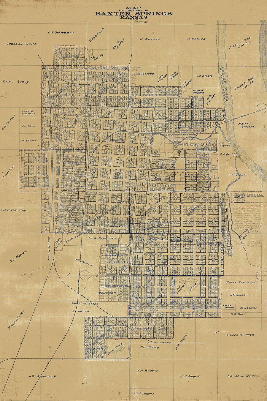 1922 Map of Baxter Spring Kansas