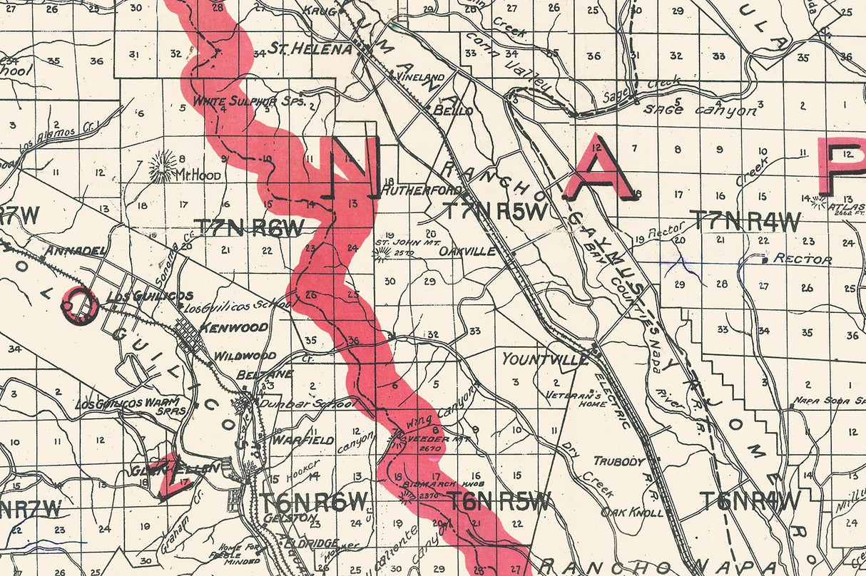 1914 Map of Napa County California