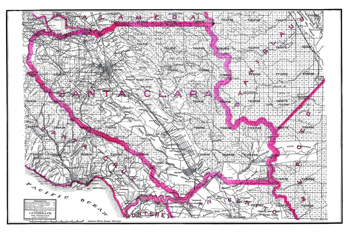 1914 Map of Santa Clara County California