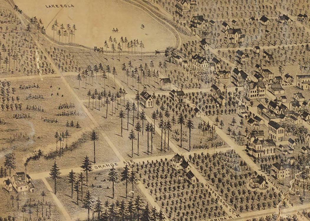 1884 Panoramic Map of Orlando Florida