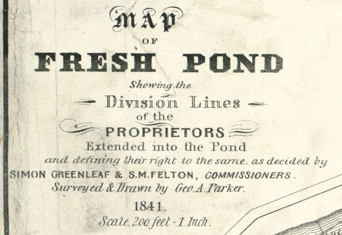 1841 Map of Fresh Pond Cambridge Massachusetts