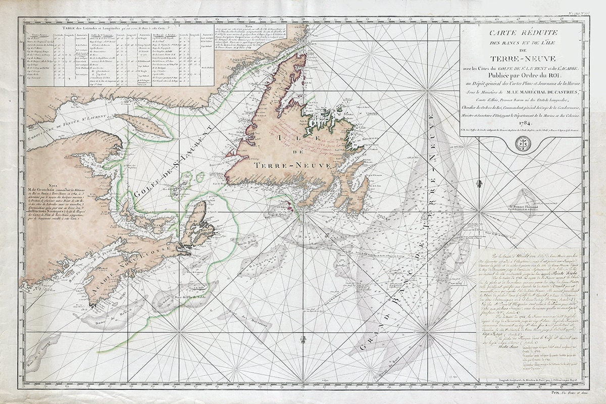 1784 Nautical Map of New Foundland Labrador Nova Scotia and Gulf of St Lawrence