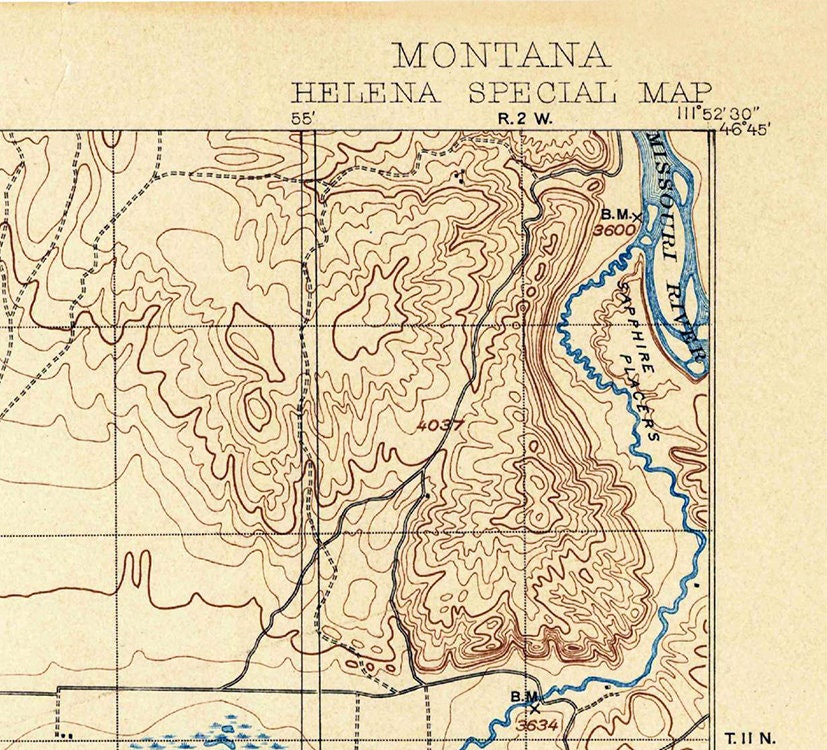 1899 Topo Map of Helena Montana Quadrangle