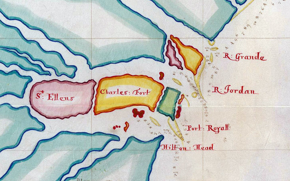 1664 Map of Carolina from Roanoke River to Hilton Head