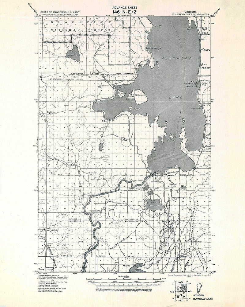 1920 Topo Map of Flathead Lake Montana Quadrangle