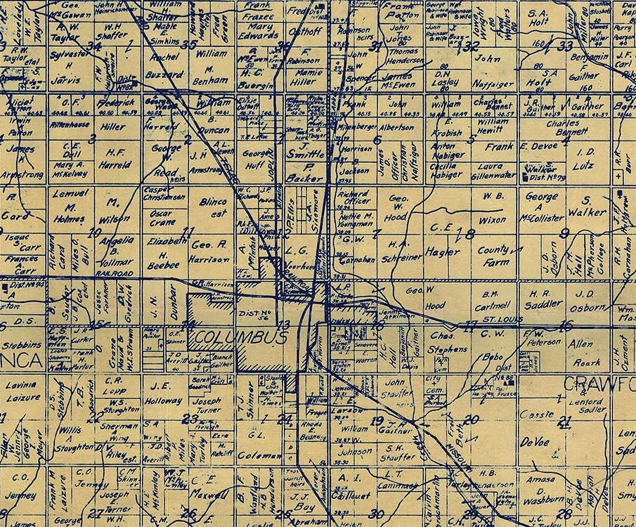 1921 Farm Line Map of Cherokee County Kansas