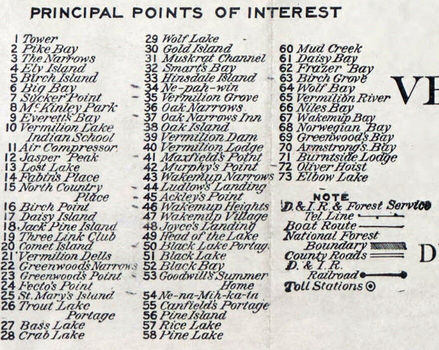 1920 Map of Vermilion Burntside and Trout Lake Minnesota