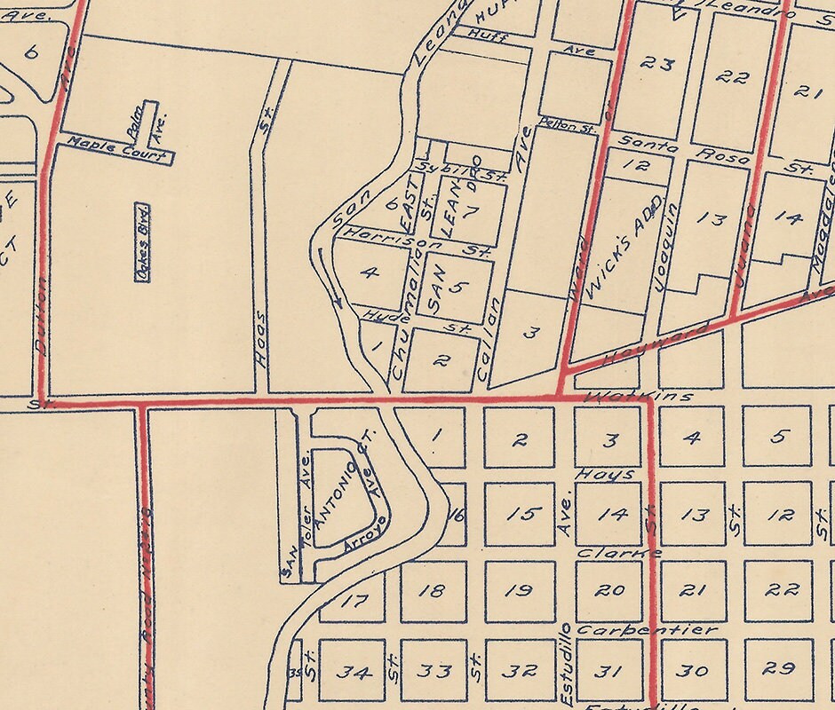 1915 Map of San Leandra California