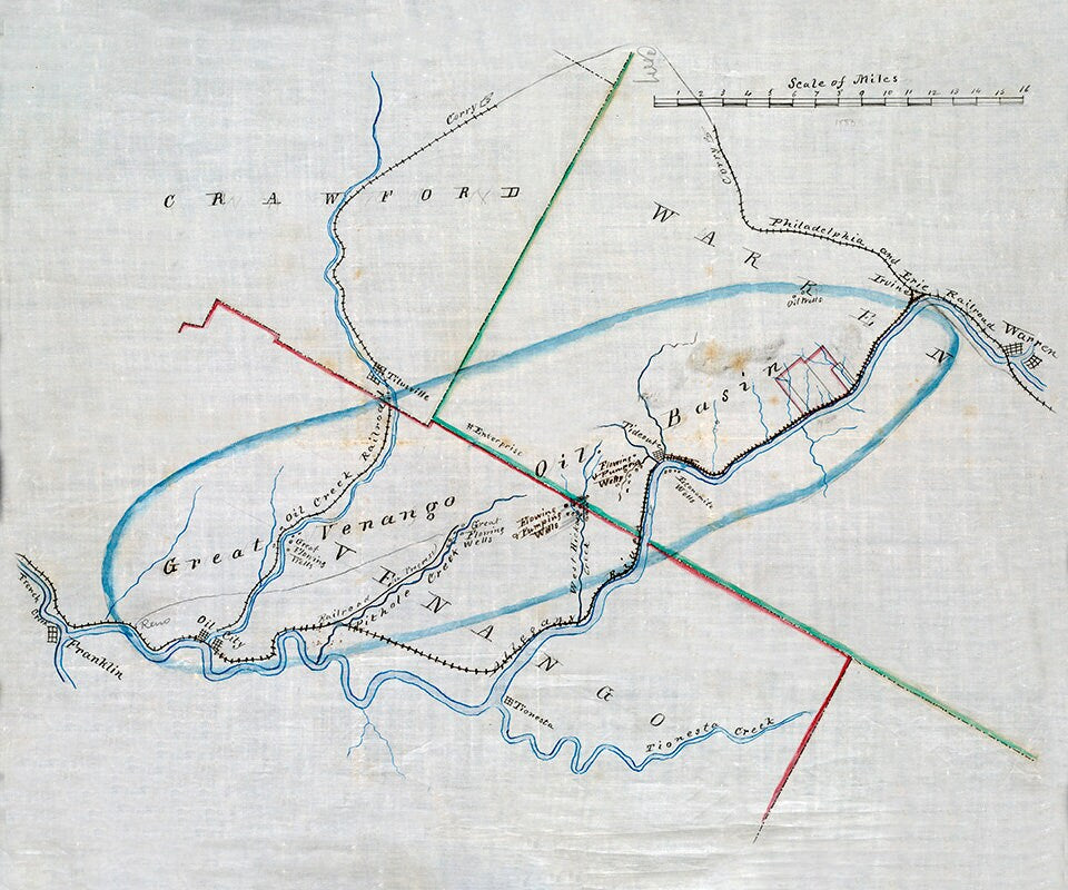 1880 Map of the Great Venango Oil Basin Pennsylvania