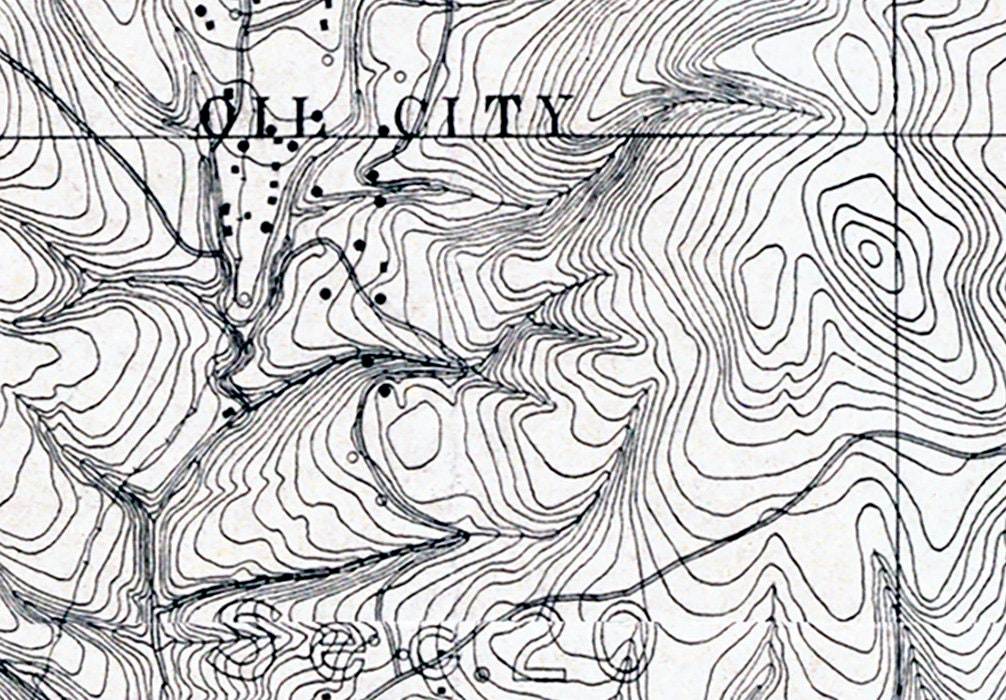 1889 Map of Oil City Oil Field Fresno County California