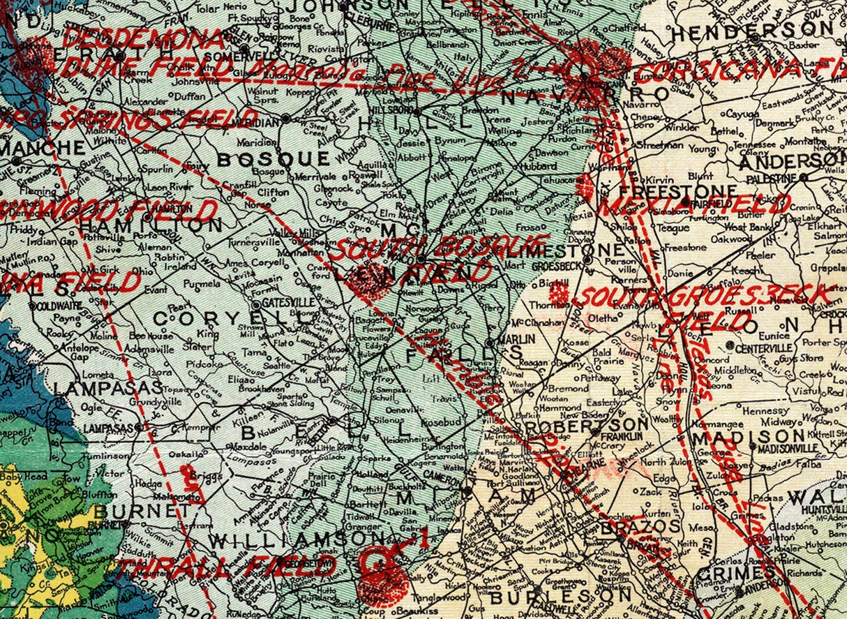 1919 Map of Texas Oil and Gas Fields Pipelines and Refineries