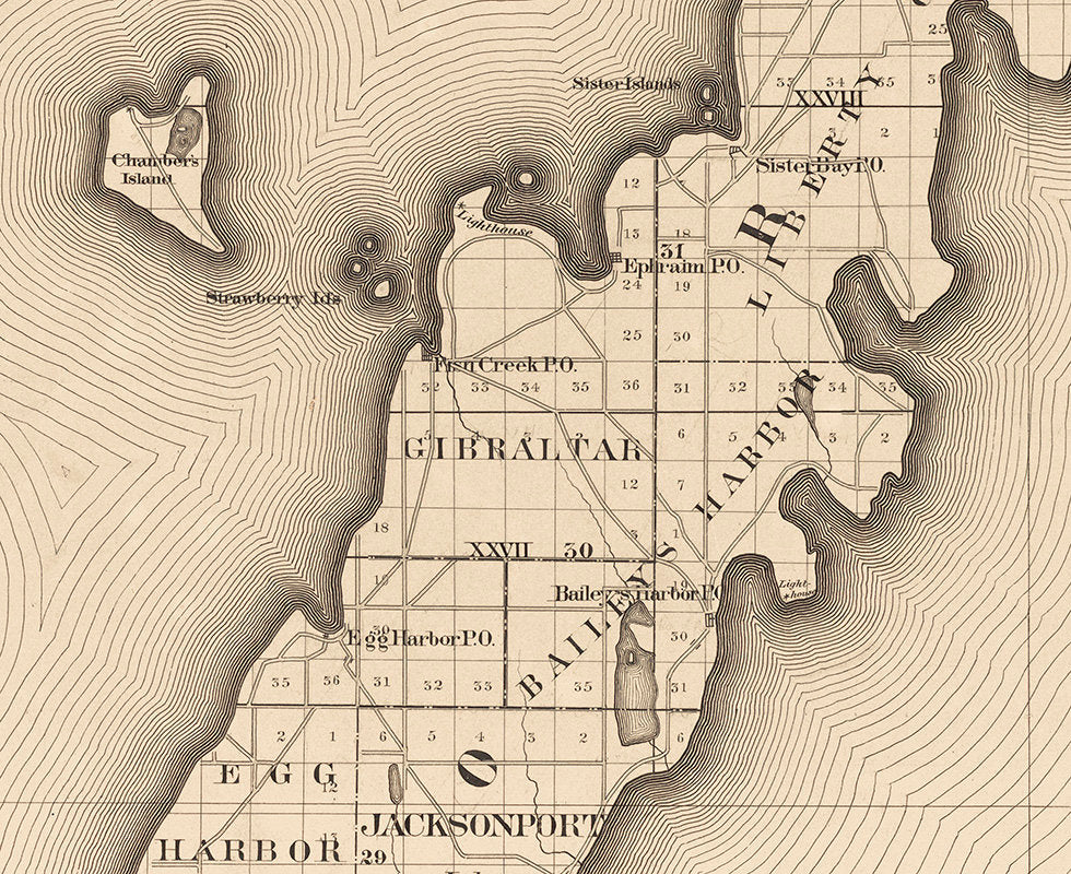 1891 Map of Door County Wisconsin