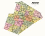 1911 Map of Wake County North Carolina