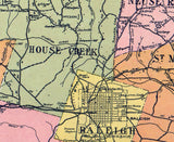 1911 Map of Wake County North Carolina