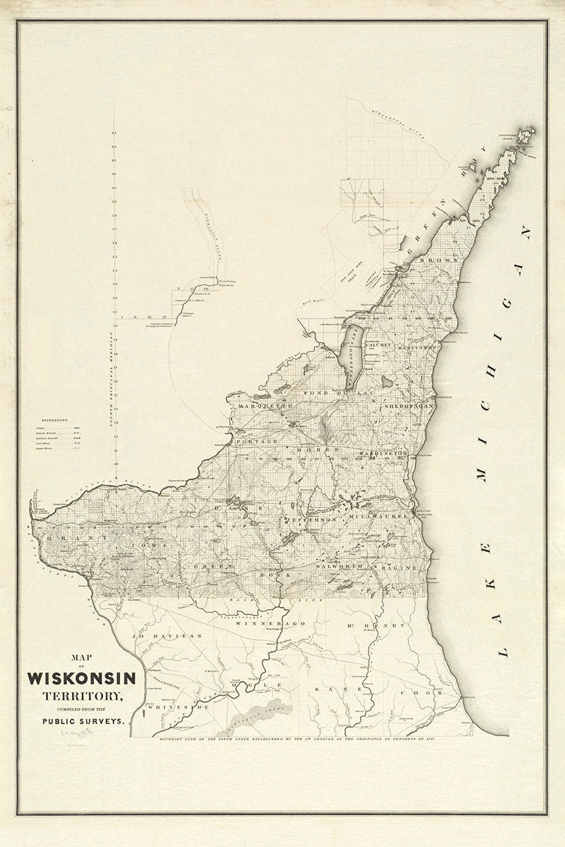 1839 Map of The Wisconsin Territory Showing Door County Area