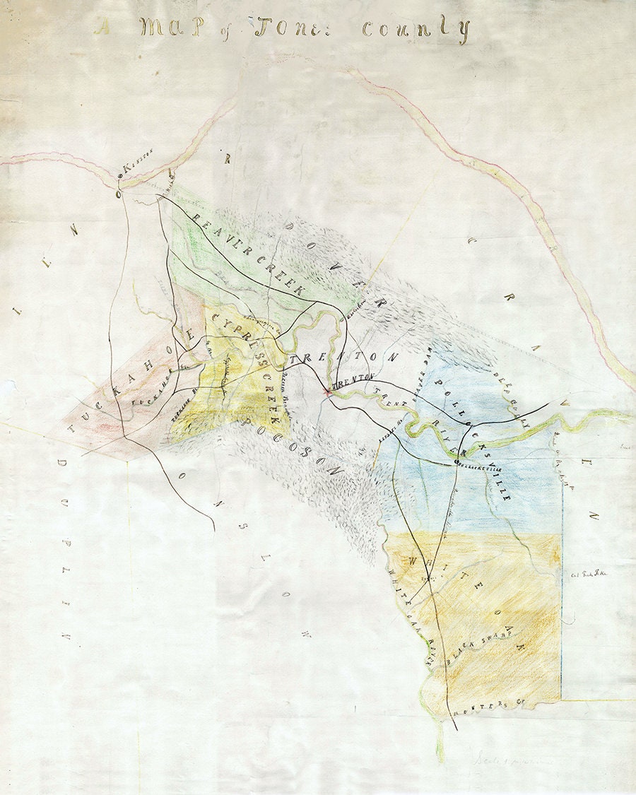 1867 Map of Jones County North Carolina