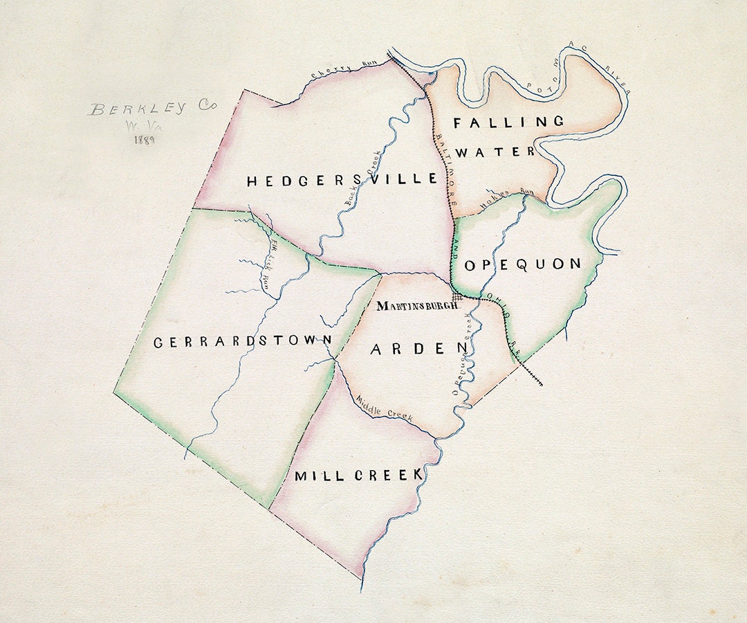 1889 Map of Berkley County West Virginia