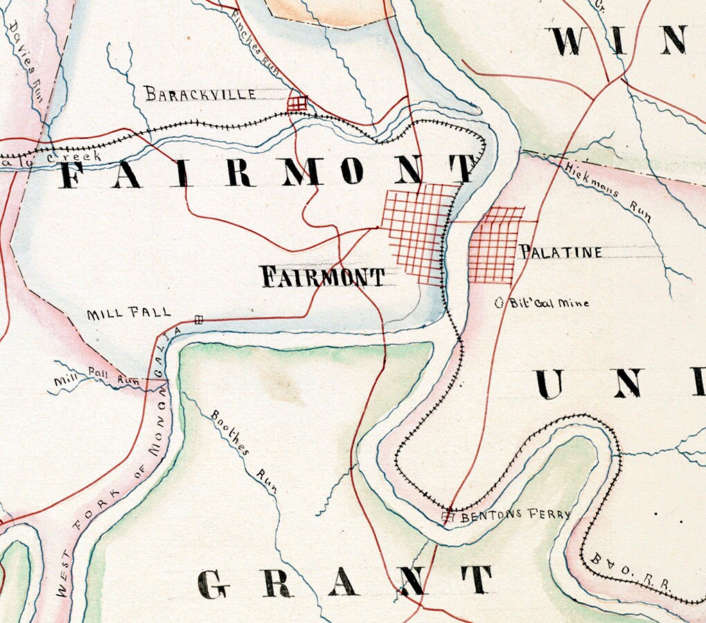 1889 Map of Marion County West Virginia