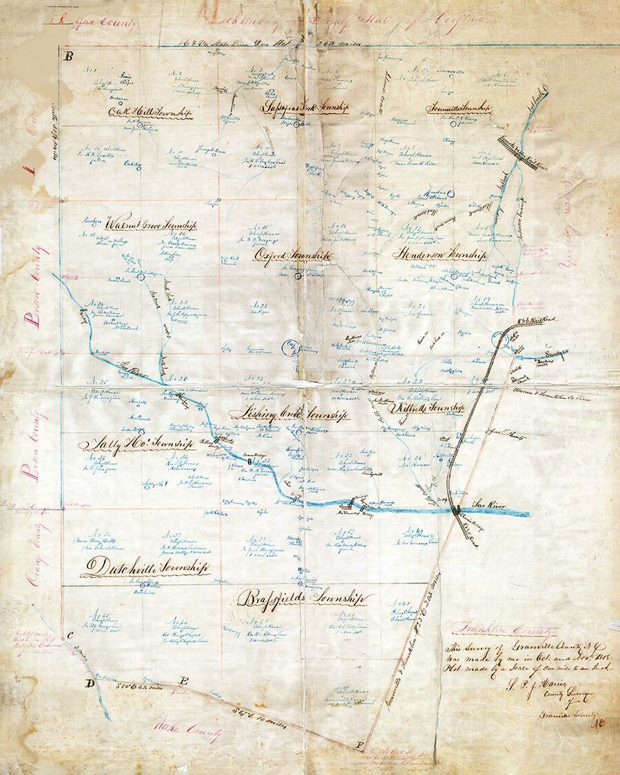 1868 Map of Granville County North Carolina