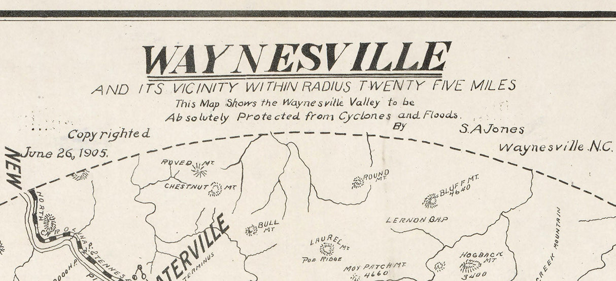 1905 Map of Waynesville North Carolina