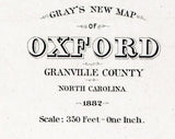 1882 Map of Oxford Granville County North Carolina