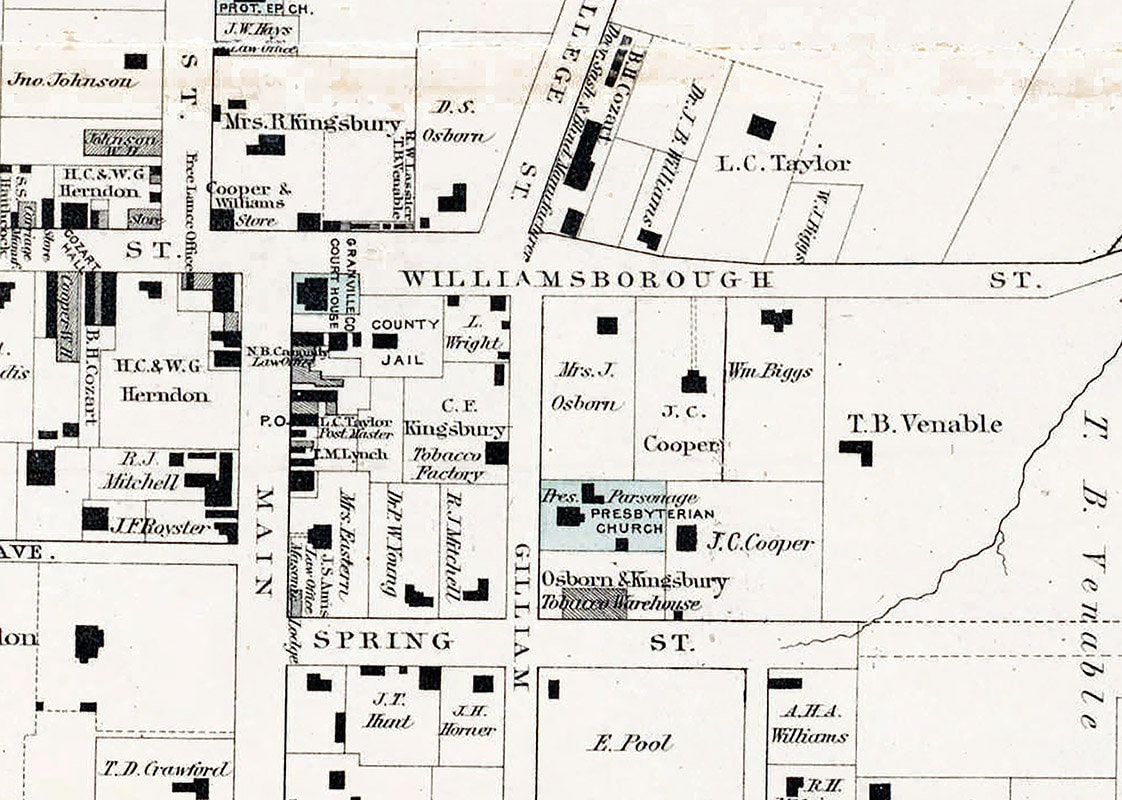 1882 Map of Oxford Granville County North Carolina