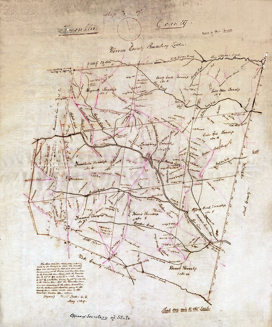 1869 Map of Franklin County North Carolina