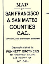 1908 Map of San Francisco and San Mateo County California