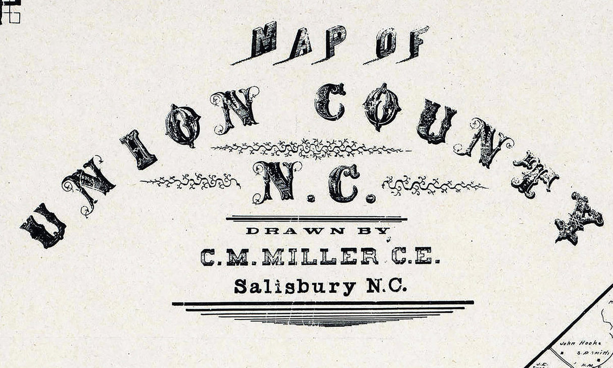 1907 Map of Union County North Carolina Monroe