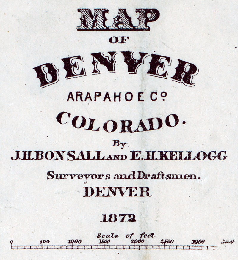 1872 Map of Denver Arapahoe County Colorado