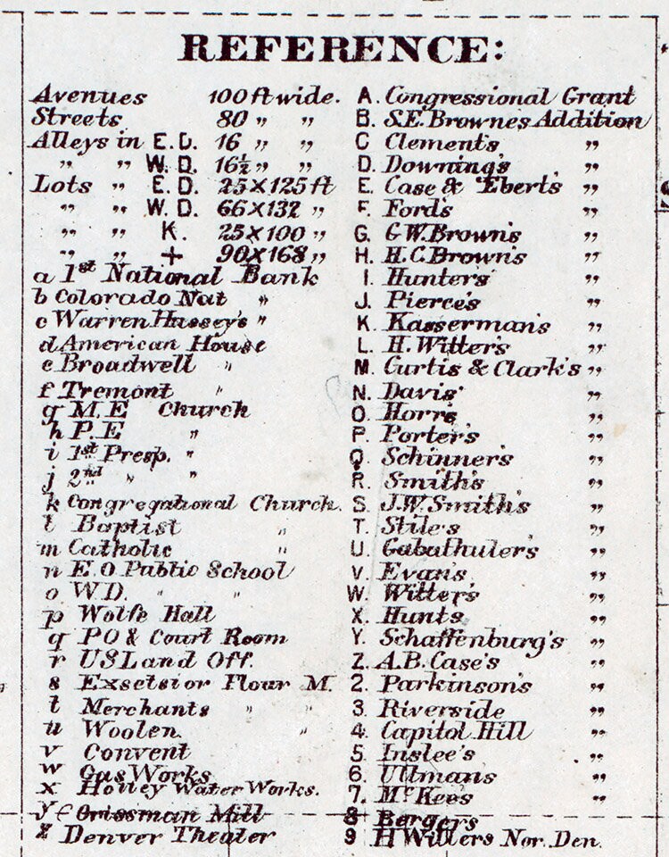 1872 Map of Denver Arapahoe County Colorado