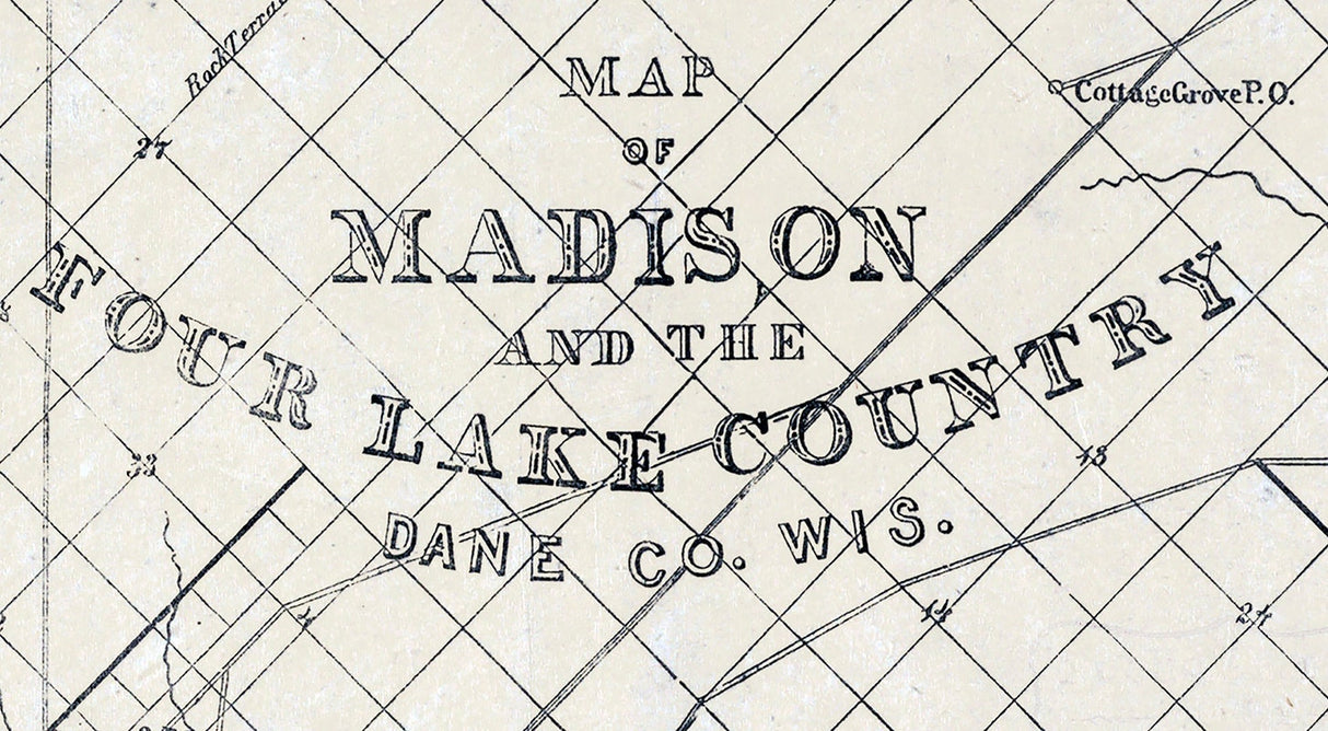 1855 Map of Madison and the Four Lake Country Dane County Wisconsin