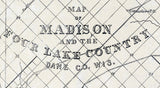 1855 Map of Madison and the Four Lake Country Dane County Wisconsin