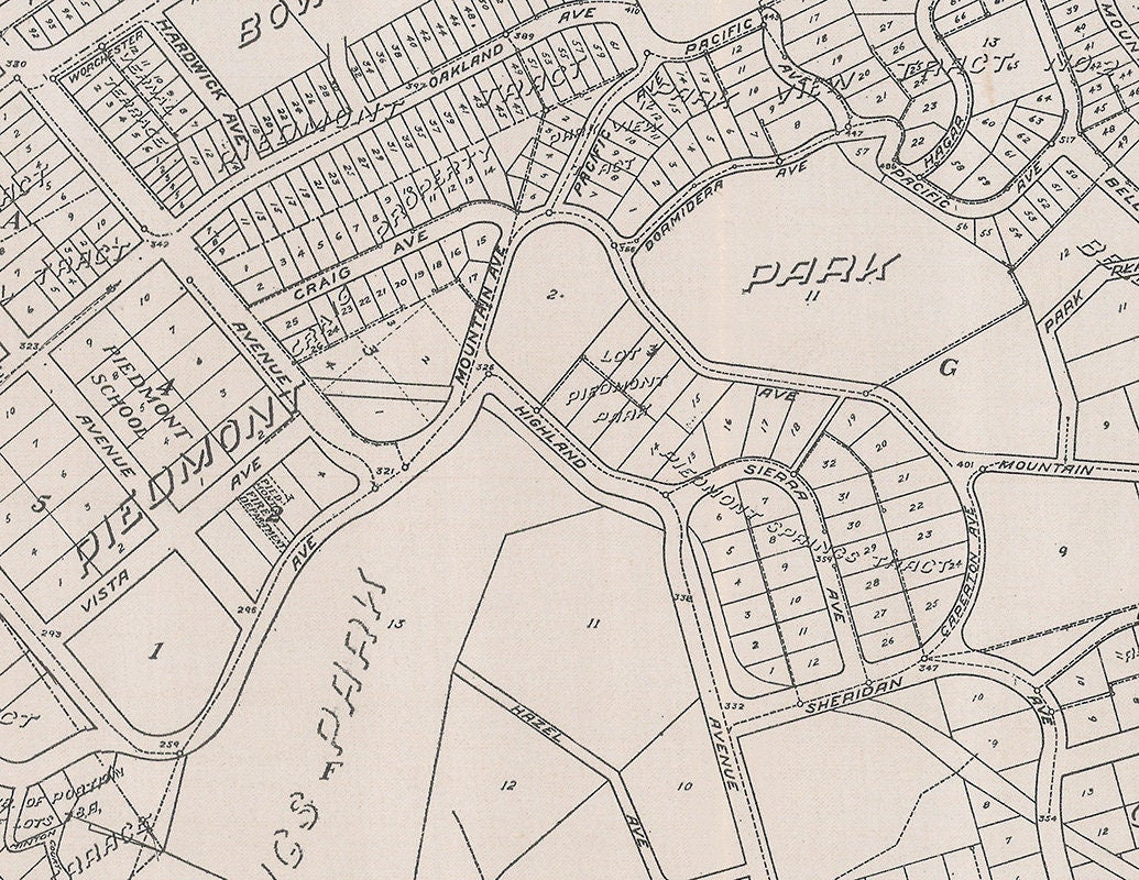 1914 Map of Piedmont Alameda County California