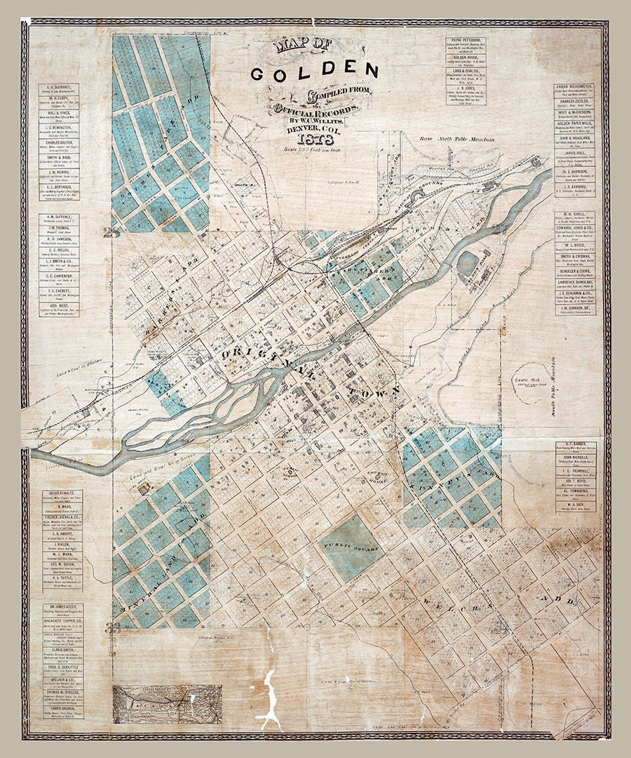 1878 Map of Golden Colorado