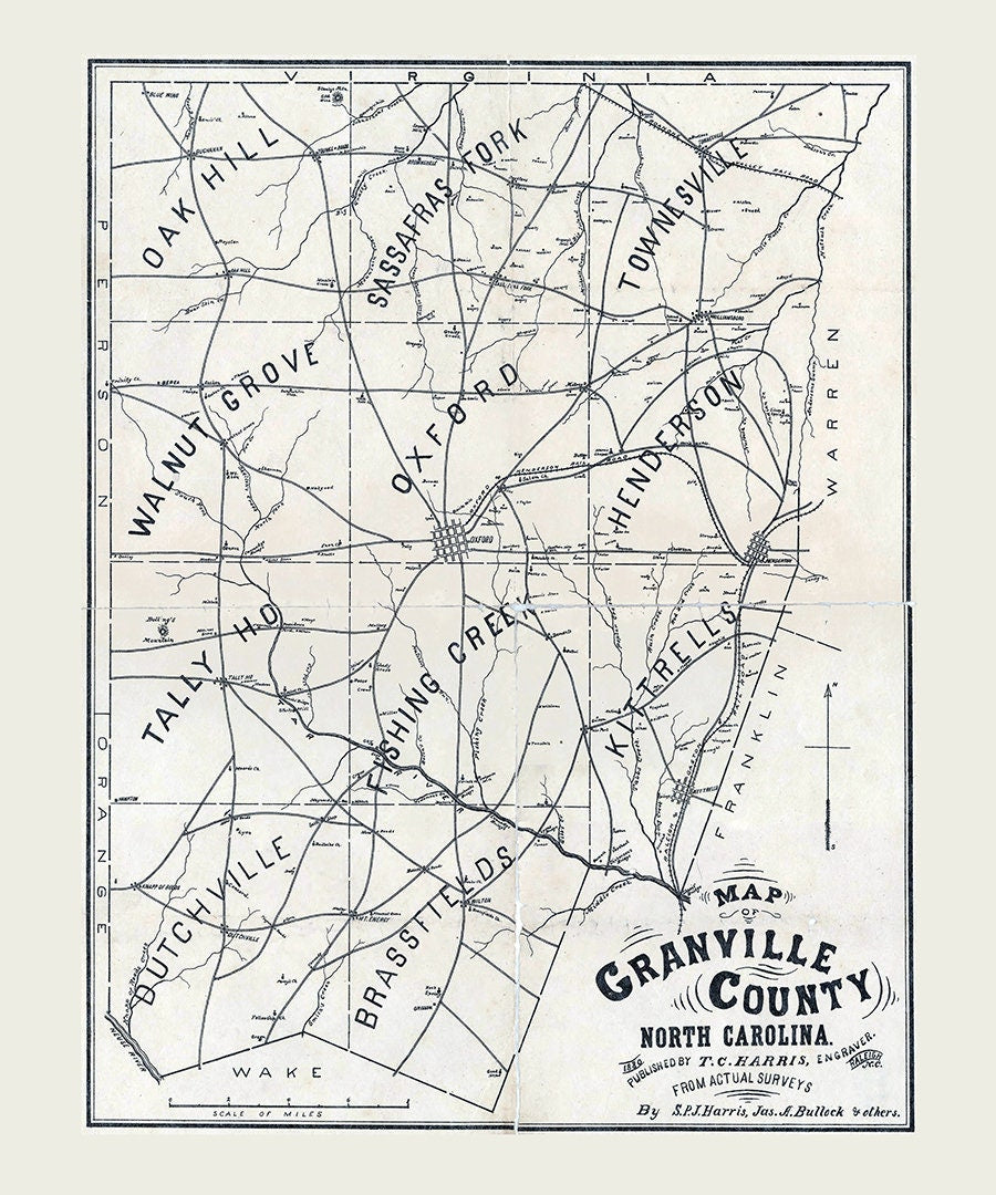 1880 Map of Granville County North Carolina