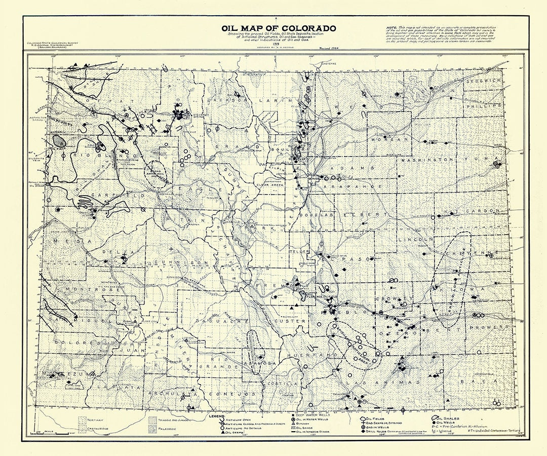 1919 Oil Well Map of Colorado