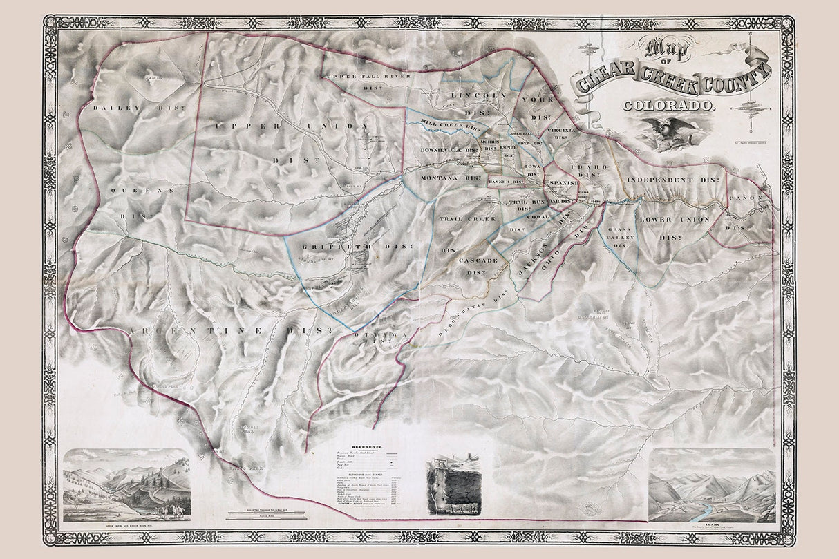 1866 Map of Clear Creek County Colorado