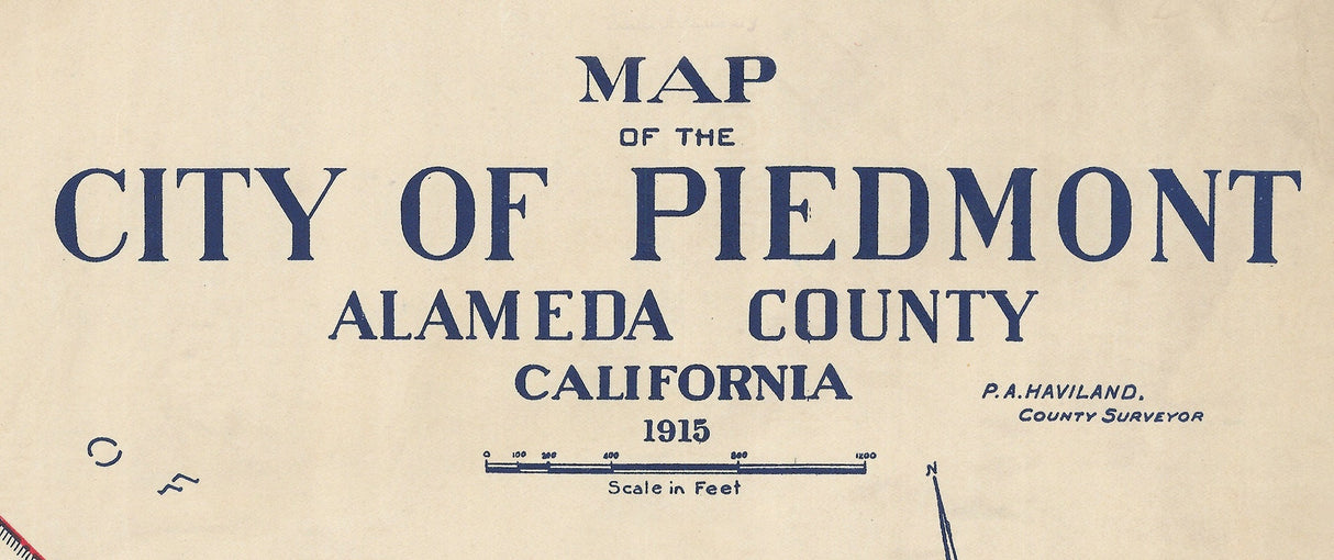 1915 Map of Piedmont Alameda County California