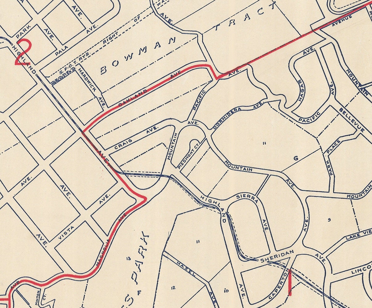 1915 Map of Piedmont Alameda County California