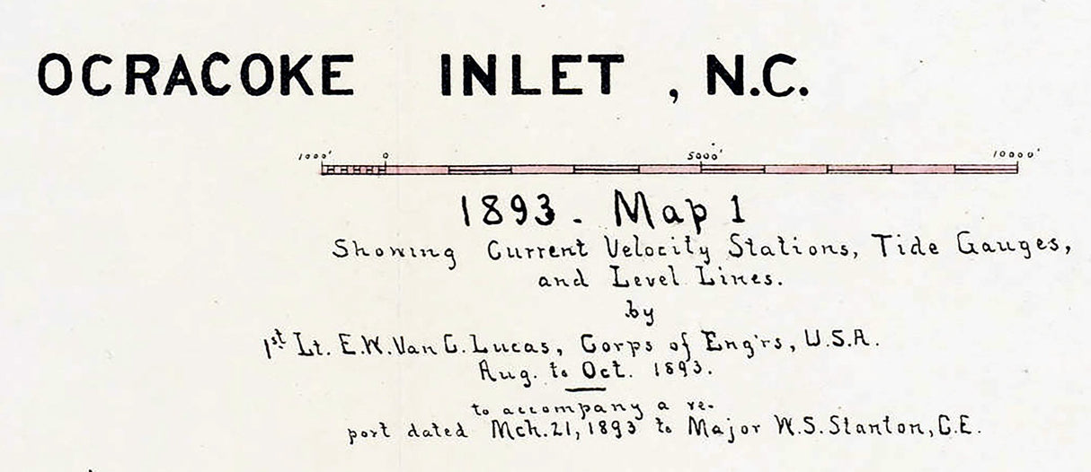 1893 Nautical Map of Ocracoke Inlet North Carolina